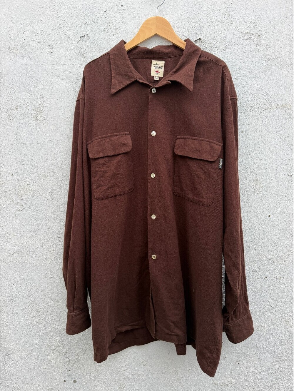80s Stussy wool button down longsleeve shirt
